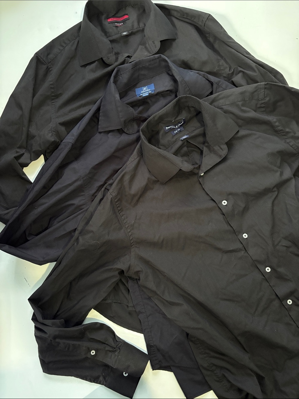 LOT OF 3 MENS LARGE BLACK LONG SLEEVE BUTTON SHIRTS